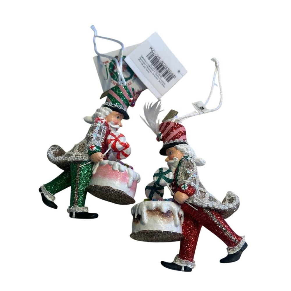 Katherine's Collection Candy Themed Ornaments Cake drum lollipop sticks Set/2